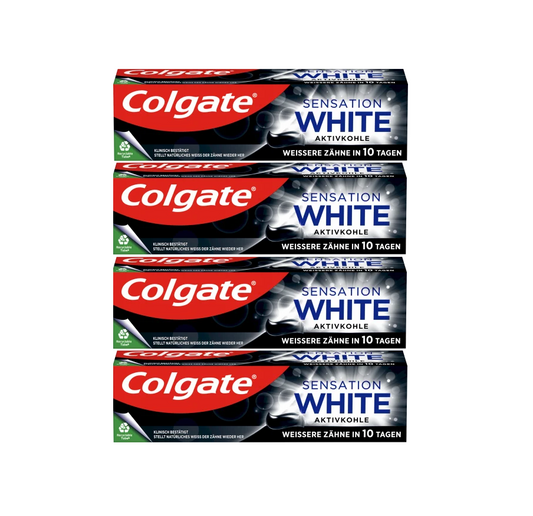 Colgate Sensation White Aktivkohle Zahnpasta Zahncreme , 4x75ml
