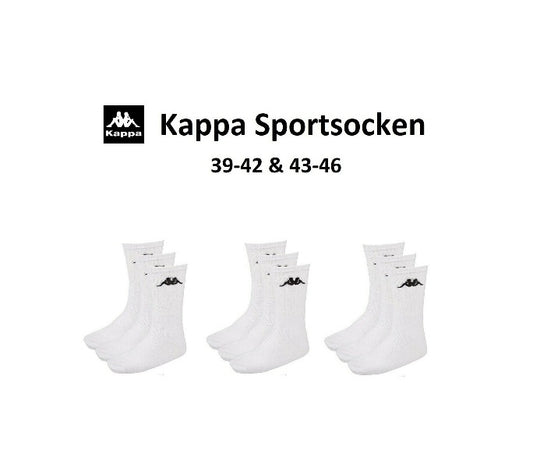 9-21 Paar Kappa Sportsocken Unisex Tennissocken weiß