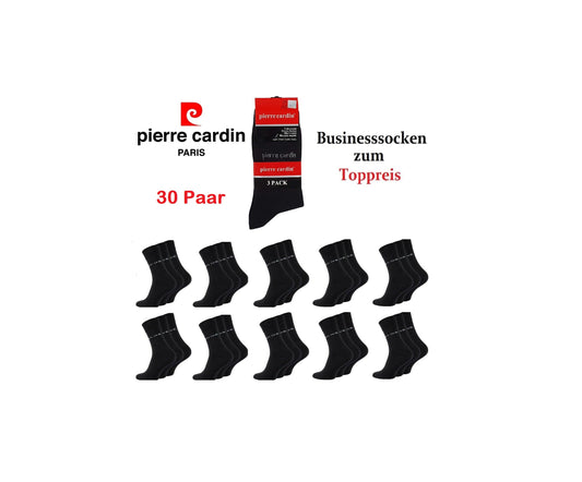 30 Paar Pierre Cardin Socken Herrensocken Herren Strümpfe Business-Socken black
